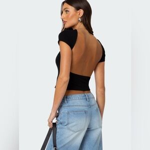 Edikted Black Bambi‎ Open-Back T-Shirt